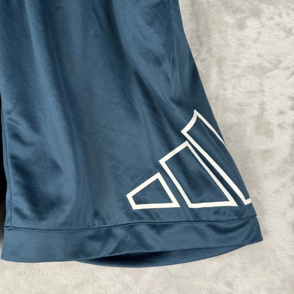 Adidas Primegreen‎ Mens Basketball Shorts Teal Blue Large Graphic Logo Size M
